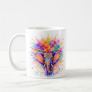 Holi Festival Elephant Watercolor Ceramic Mug Koffiemok