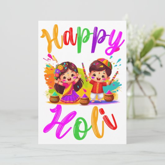 Holi Festival Groet Feestdagenkaart (Staand voorkant)