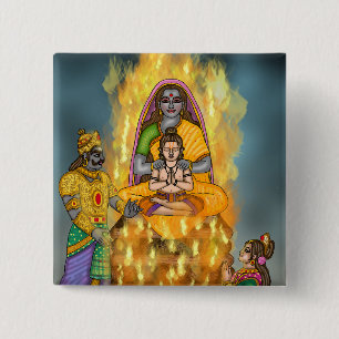 Holi-festival knop vierkante button 5,1 cm