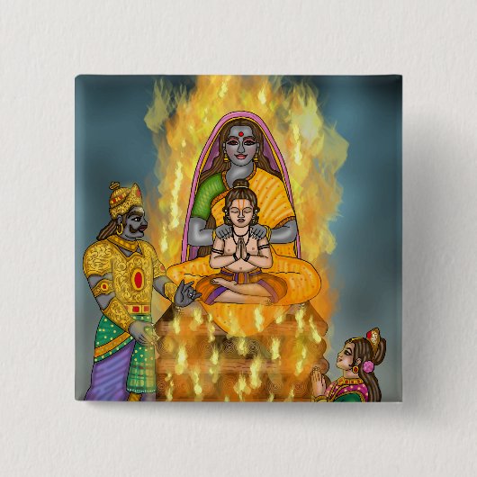 Holi-festival knop vierkante button 5,1 cm (Voorkant)