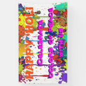 HOLI Festival of Colors - spetters en jouw ideeën Spandoek (Verticaal)