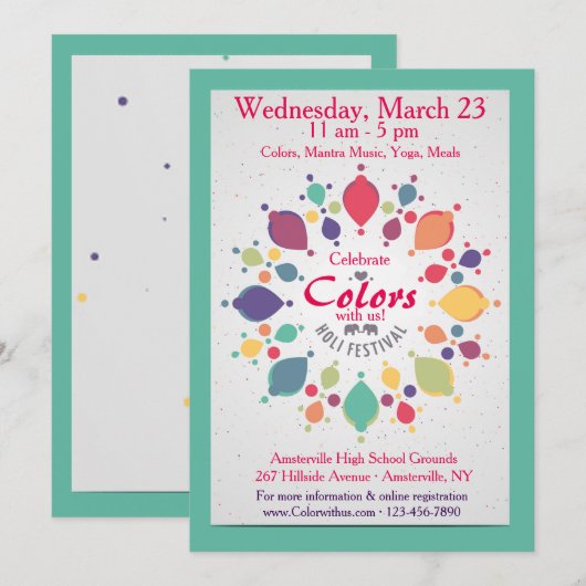 Holi Festival uitnodiging (Voorkant / Achterkant)
