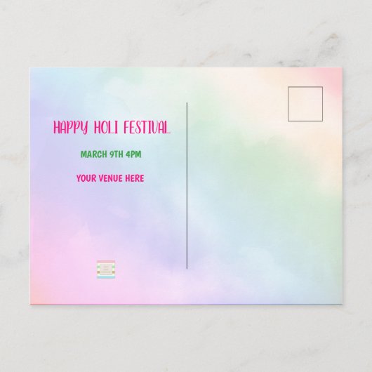 Holi Festival van Colors Uitnodiging Briefkaart (Achterkant)