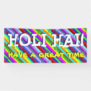 HOLI Festival van Kleuren - strepen en zwanen Spandoek