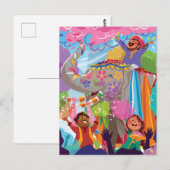 Holi Hai Painted Elephant in Crowd Briefkaart (Voorkant / Achterkant)
