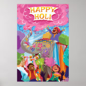 Holi Hai Painted Elephant in Crowd Poster (Voorkant)