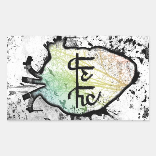 Holi Heart, sanskrit Rechthoekige Sticker (Voorkant)