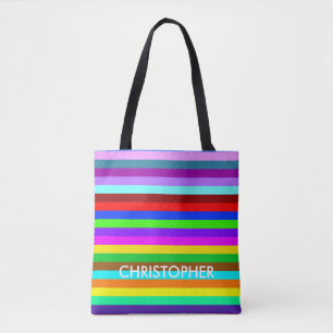 HOLI kleurde Stripes patroon + uw ideeën Tote Bag