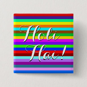 HOLI kleurde Stripes patroon + uw ideeën Vierkante Button 5,1 Cm