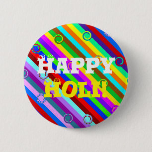 HOLI kleurde Stripes zwaaien patroon + uw ideeën Ronde Button 5,7 Cm