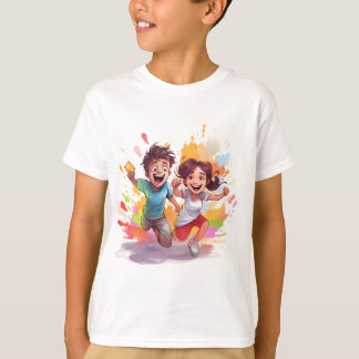 Holi - Kleurrijke jumping Kinderen T-shirt