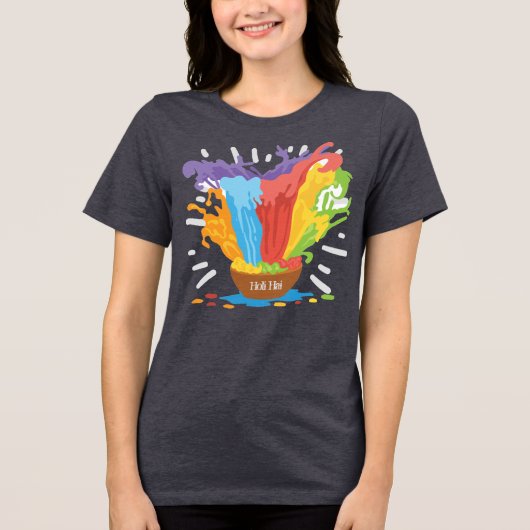 Holi-kom met poeder dat eruit spat Tri-Blend shirt (Voorkant)