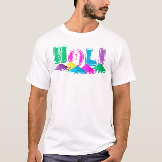 Holi met stapels kleurrijke poeders t-shirt (Voorkant)
