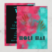 Holi Poeder en Handen Uitnodiging (Voorkant / Achterkant)