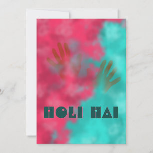 Holi Poeder en Handen Uitnodiging