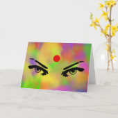 Holi Powder and Eyes-Wenskaart Kaart (Gele Bloem)