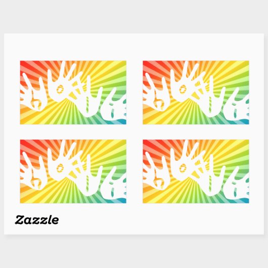 holi - regenboogstralen rechthoekige sticker (Vel)