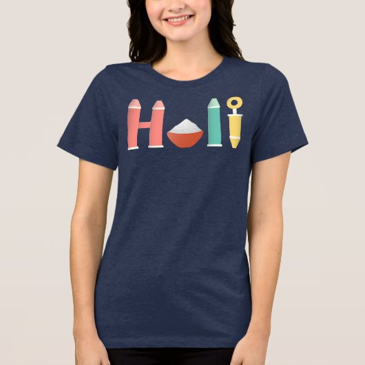 Holi verfspuit en poederbak Tri-Blend shirt (Voorkant)