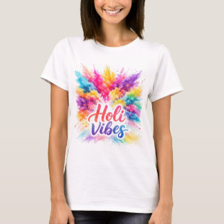 Holi Vibes Colorful Watercolor Splash Art T-shirt