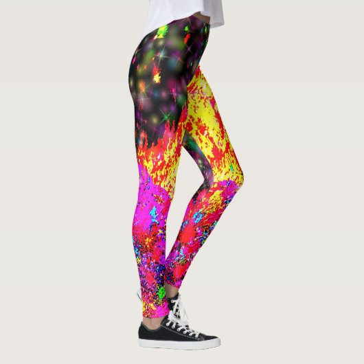 Holi vreugdevuur met verf en sprankelingen leggings (Rechts)