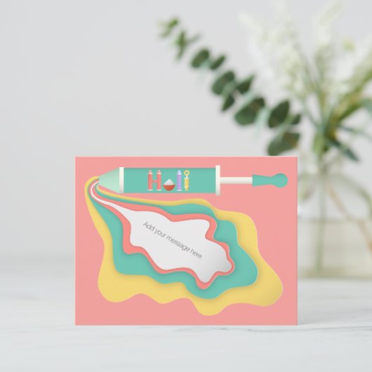 Holi Water Sprayer Papercut Briefkaart (Staand voorkant)