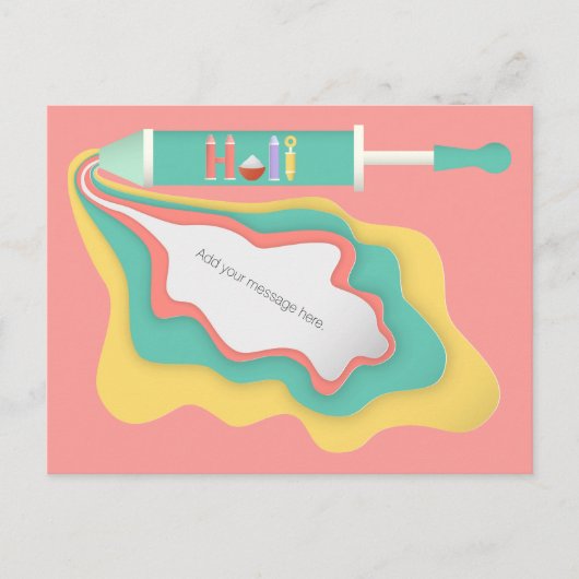 Holi Water Sprayer Papercut Briefkaart (Voorkant)