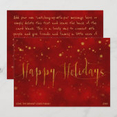 HOLIDAAGBERICHTSKAART | Red Gold Faux Foil-script Feestdagenkaart (Voorkant / Achterkant)