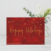 HOLIDAAGBERICHTSKAART | Red Gold Faux Foil-script Feestdagenkaart (Staand voorkant)