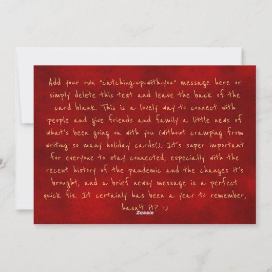 HOLIDAAGBERICHTSKAART | Red Gold Faux Foil-script Feestdagenkaart (Achterkant)