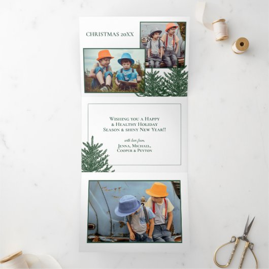 HOLIDAIRE FOTO-KAART | Kerstbomen Drieluik Wenskaart (Binnen)