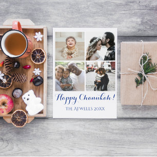 Holiday 4 Foto's Happy Chanukah Family White Feestdagenkaart