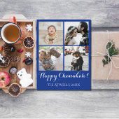 Holiday 4 Photos Happy Chanukah Family Blue Feestdagenkaart