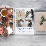 Holiday 4 Photos Happy Chanukah Family White Feestdagenkaart<br><div class="desc">Quick and easy holiday postcard to send family and friends during the holiday season.</div>