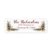 Holiday Address Label with Pine Branches and Bow (Voorkant)