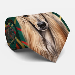 Holiday Afghan Hound Dog Red Plaid Christmas Stropdas