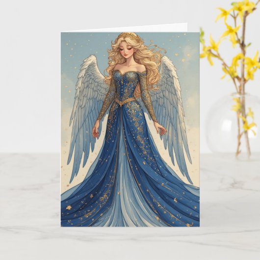 Holiday Angel Kaart (Gele Bloem)