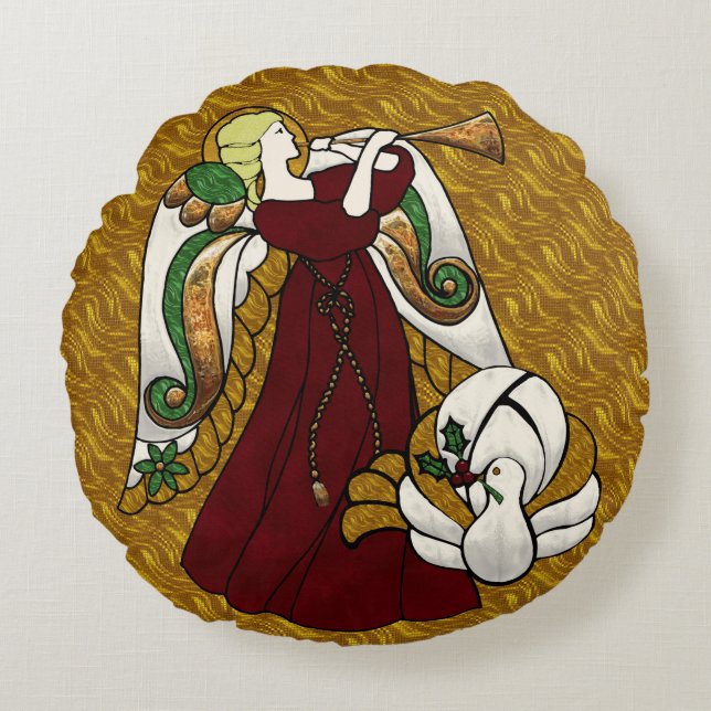 Holiday Angel Rond Kussen (Voorkant)