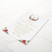 Holiday Antler Wreath Monogram Winter Weddenschap Folie Uitnodiging (Gedraaid)