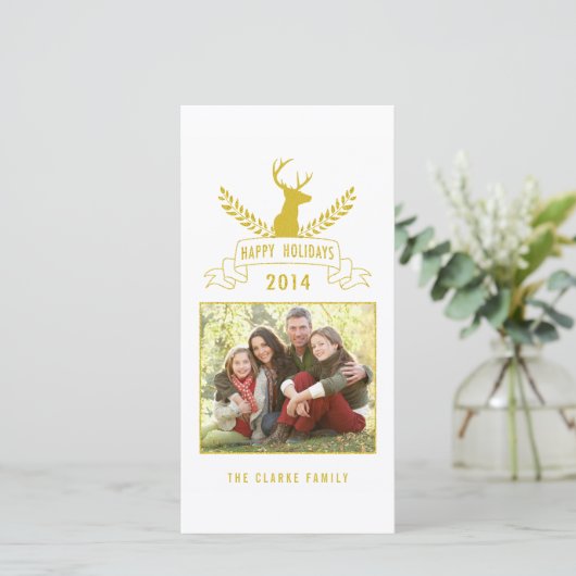 Holiday Antlers | Vakantiefotokaart Feestdagenkaart (Staand voorkant)