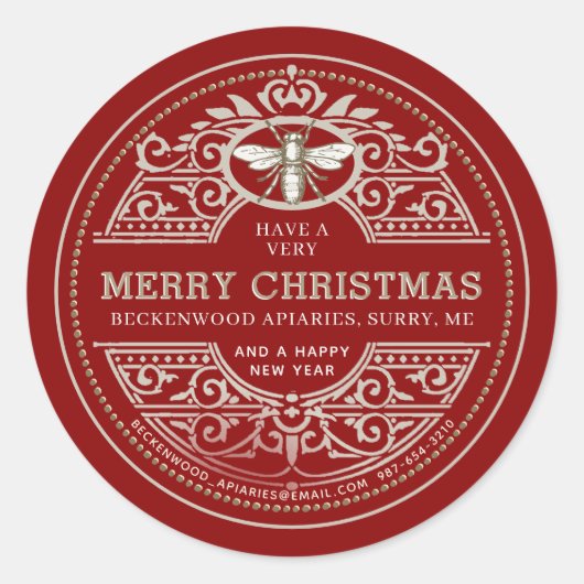 Holiday APIARY gift en productetiket Rood Ronde Sticker (Voorkant)