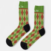 Holiday Argyle - groen en rood - voeg slogan/naam  Sokken (Links)