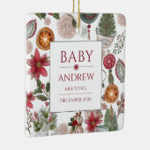 Holiday Baby Announcement Keepsake Christmas  Keramisch Ornament (Rechts)