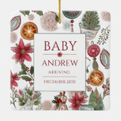 Holiday Baby Announcement Keepsake Christmas  Keramisch Ornament (Achterkant)