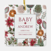 Holiday Baby Announcement Keepsake Christmas  Keramisch Ornament (Voorkant)