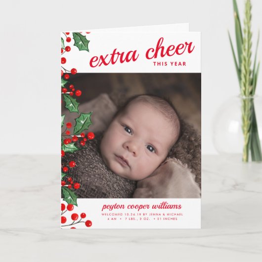 HOLIDAY BABY ANNOUNCTION | Kerstkapper Feestdagen Kaart (Voorkant)
