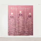 Holiday Backdrop Blush Pink Christmas Trees Bows Wandkleed (Voorkant)