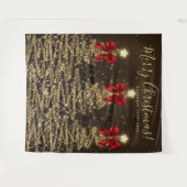 Holiday Backdrop Gold Christmas Trees w/ Red Bows Wandkleed (Voorkant (horizontaal))