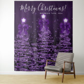 Holiday Backdrop Purple Christmas Trees Bows Wandkleed (In situ)