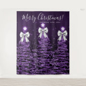 Holiday Backdrop Purple Christmas Trees Silver  Wandkleed (Voorkant)