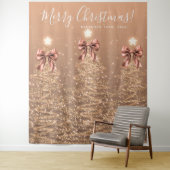 Holiday Backdrop Rose Gold Christmas Trees Bows Wandkleed (In situ)